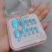 Square Press-On Blue Cat Eye Toenails - Short Glitter Acrylic Full Cover Toe Nails - 24pcs Reusable for Spring/Summer - Buy Online on GoSupps.com