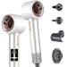Negative Ionic Blow Dryer with Diffuser 110 000 RPM 1600 watt Brushless Motor for Fast Drying 3 Speed Low Noise 4 Temps Control Hairdryer and 4 Nozzle Attachments for Home Travel
