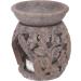 GURU Shop Indian Fragrance Lamp | Essential Oil Diffuser & Tealight Holder | Aromatherapy Aroma Lamp | Spill Stone Round Flower Tendril 1 (Cream White 8x6x6 cm) - Buy Online on GoSupps.com