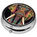 Colorful Elephant Round Pill Box | 3 Compartment Portable Travel Organizer for Vitamins & Medicine - Buy Online on GoSupps.com