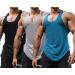 Babioboa men's tank top 3 Pack Gym Muskelshirt Workout Tankshirt Fitness sleeveless Functional shirt Stringer armpit shirt black+gray+peacock blue L