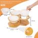 Lusifaco Set of 3 Single Elevated Cat Bowls with Bamboo Stand - 13 oz Ceramic Raised Food Water Dishes for Cats and Small Dogs - Buy Online on GoSupps.com