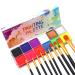 Proamate Glow in Dark Neon Face Body Paint Oil Based 12 Colors Face Painting Palette Kit with 10 Brushes & 4pcs Stencils Paint for Adults Kids Makeup Paint for Halloween Party Carnival