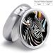 Round Zebra Print Pill Box - 3 Compartment Portable Medicine Organizer | Decorative Metal Pocket Pill Case - Buy Online on GoSupps.com