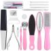 Footfire pedicure set 16 pieces foot care set Feet Feet Raspfeilen Foot care set corneal remover for men women feet corneal remover pink
