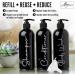 Alora Home Essentials Reusable Shampoo and Conditioner Bottles - Set of 3 Matte Black Permanent Stylish Labels 16oz Pump Bottle Dispenser Body Wash Plastic Refillable (MBBW16) Set of 3 (16oz) Black - Buy Online on GoSupps.com
