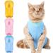 3Pcs Cat Recovery Suit for Abdominal Wounds and Skin Diseases Cat Onesie for Cats After Surgery Wear Anti Licking Classic Pattern Large