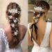 Bridal Flower Wedding Hair Pins - Crystal Pearl Clips Headpiece for Brides - Gold Hair Accessories with Rhinestone - Pure White Flower - 5 Count - Buy Online on GoSupps.com
