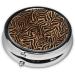 Leopard Print Round Pill Box | 3 Compartment Portable Travel Medicine Organizer | Mini Decorative Purse for Tablets & Vitamins - Buy Online on GoSupps.com