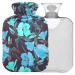 NAANLE hot hot water bottle with cover watercolor blue flower transparent hot water bottle hot water bottle to relieve back pain handfoot warmers neck and cold therapy 2 L
