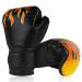 Flintronic boxing gloves children children boxing gloves boxing gloves for children junior boxing gloves kickboxing gloves for Muay Thai MMA martial arts kickboxing sparring (3-10 years) Black Flame Kinder-6oz