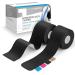 Sportanics Kinesiology Tape-Kinesiotapes 1x Endless 500x5cm & 1x Pre-cut 25 pieces (20x5cm) extra elastic & waterproof sports tape physio tapes for the muscles black 2 rolls