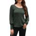 Shanrya Round Neck Blouse Breathable Comfortable and Stylish Womens Long Sleeve T-Shirt Casual for Daily Wear Small Green