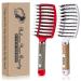 Detangling Brush Boar Bristles Set KTKUDY Hair Brush Curved and Vented Speed Dry Detangler Brush for Women Men Kids Wet and Dry Hair (Red&White) Red & White