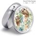 Round Pill Box with Watercolor Sloth Print | 3 Compartment Medicine Organizer | Decorative Metal Portable Pill Case - Buy Online on GoSupps.com
