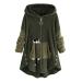 Hanxiulin fleece plush jacket fluffy warm zipper wool jacket ladies hoodie hooded sweater long arm winter coat jacket oversized warm outdoor hooded tops with hooded plush jacket l green