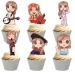 18pcs Glitter Cartoon Guitar Girls Dessert Cupcake Topper Cheer to Worldwide Popular Female Singer Concert Theme Decor Pick for Fan Men Women Happy Birthday Party Decorations Supplies