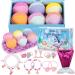 2022 Bath Bombs for Kids with Surprise Inside, 6 PCS Oversized Handmade Mermaid Bath Bombs for Girls & Toddlers Aged 3-12, Jewelry Toys Gift for Birthday, Christmas
