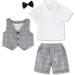 Mint Green Baby Boys 3-Piece Gentleman Suit Set - Shirt, Bowtie, Waistcoat & Shorts | Size 5-6 Years | Grey - Buy Online on GoSupps.com