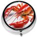Buy Lobster Printed Mini Round Pill Box - 3 Compartment Travel Organizer for Medicine & Supplements | Portable Pill Case for Home & Office - Buy Online on GoSupps.com