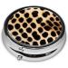 Rough Leopard Printed Round Pill Box - 3 Compartment Travel Medicine Organizer Portable Decorative Pocket Purse for Vitamins & Tablets - Buy Online on GoSupps.com
