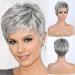 EMMOR Short Grey Human Hair Blend Wig for Women - Grey 2 - Buy Online on GoSupps.com