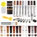 DEWEL Wood Furniture Repair Kit New Upgrade Wood Fillers Furniture Touch Up Markers Wax Sticks Wood Putty with Beeswax for Cracks Wood Hole Scratches Floor Table Door 12+8+8