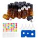 Benecreat 30 Pack 2ml Bernstein glass Roll bottle with black cap mini brown essential oil roll on bottle with 4 funnel 1 opener 10 pieces 3ml droppers and 1 sheet sticker for perfume