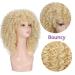 Lady Miranda Blonde Afro Kinky Curly Wig with Bangs | Medium Length Heat Resistant Synthetic Hair Wig for Women | Curly Blonde Wig 0-613 - Buy Online on GoSupps.com