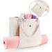 YiSeyruo Yoga Mat Tote Bag | Canvas Workout Bag with Mat Carrier Pocket - Large Gym Bag for Pilates & Travel | Beige White Yoga Bag for Women - Buy Online on GoSupps.com