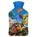 Underwater Fish Hot Water Bottle With Cover Plush Bed Bottle Hand Warmer For Adults And Children 26.5X15.3cm