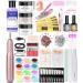 Acrylic Nail Kit White Pink Clear Acrylic Powder Acrylic Liquid Electric Nail Clipper Top Base Coat Nail Tips Nail Forms and DIY Nail Art Tools with Anything for Beginner