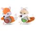 Wookiwuki Squeaky Dog Toy with Crumpled Paper Animal Fox and Weasel Dog Toy for Small Medium Dogs F & Wi
