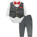 mintgreen Baby Boys Formal Outfit 3 Pieces Newborn Gentleman Wedding Tuxedo Bodysuit + Waistcoat + Trousers Grey 18-24 Months