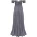 Hanxiulin Women's V-Neck Long-Sleeved Evening Dress - Gray Cocktail Dress with Mesh Insert - XL Festive Party Dress - Buy Online on GoSupps.com