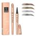 Eyebrow Pencil with 4 Micro-Fork Tips, Long-Lasting and Smudge-Proof Eyebrow Pencil for Natural and Defined Brows (Light Brown)
