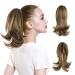 CJL HAIR Short Claw Clip Ponytail Extension Drawstring Curly Fake Faux Jaw Balayage Hairpiece Hair Piece Wavy High Pony Tails Synthetic Heat Friendly Fiber for Women Girls Kids 12 Inch (Pack of 1) Ash Medium Brown/Ash Blonde