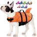 AOFITEE Dog Life Jacket Ripstop Dog Life Vest, Reflective Dog Safety Vest for Boating Swimming, Dog Shark Life Jackets Dog Lifesaver with Rescue Handle for Small Medium Dogs (Orange L) Large Orange