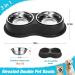 Double Dog Bowls Stainless Steel with Non-Slip Base | Pet Feeder for Puppy, Medium Dogs, Cats - Black - Buy Online on GoSupps.com