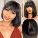 U&A Wear and Go Human Hair Short Bob Wigs With Bangs HD Lace Glueless Wigs Natural Black Bob Wigs With Bangs Brazilian Virgin Human Hair 180 Density (10 inch) 10 Inch Black color
