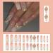 Gold Glitter Press on Nails - Long Square Glossy Ombre Acrylic with 3D Butterfly Designs | Reusable Bling Coffin Fake Nails | 24Pcs for Women - Buy Online on GoSupps.com