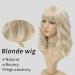Ariqutba Blonde Wig 14 Inch Synthetic Shoulder Length Bob Wig with Bangs for Daily & Party Use - Buy Online on GoSupps.com