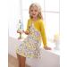 Puseky Toddler Girl Floral Print Sleeveless Dress and Ribbed Cardigan Set - 18-24 Months Yellow - Buy Online on GoSupps.com