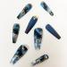 Dark Blue Marble Luxury Coffin Fake Nails - Glitter Wave Rhinestone Design for Women and Girls | Long Press-on Artificial Nails - Buy Online on GoSupps.com