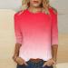 oelaio Women's Tie Dye Round-Neck T-Shirt Women Casual 3/4 Sleeve T-Shirts Summer Cute Tunic Tops Basic Tees Blouses Loose Red Large - Buy Online on GoSupps.com
