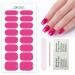 16PCS Semi Cured Gel Nails Gel Nail Stickers - Semi Cured Gel Nails Strips - Semi Cured Gel Nail Wraps - Glossy & Long Lasting Gel Nail Stickers Need UV Light(Barbie Pink Flash)