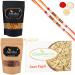 Ghasitaram Gifts Rakhi Gifts for Brothers Rakhi Sweets - Best of 3 Soan Papdi Butter Chakli Sticks Pouch and Peri Peri Almonds Pouch with 2 Pearl Beads Rakhis Best of 3 Soan Papdi Chakli Peri Almonds 2 Rakhis