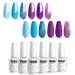 Vishine Gel Nail Polish Set of 6 Blue Purple Glitter Series Nail Polish Kit Soak Off UV Gel Nail Lacquer Nail Art Manicure Starter Set