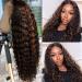 Highlight Ombre Lace Front Wig Human Hair Highlight 1B/30 Black Brown 13x4 Transparent Lace Frontal Wigs Pre Plucked With Baby Hair Deep Wave Ombre Honey Blonde Human Hair Wigs for Black Women 180% Density 24 Inch 24 Inc...