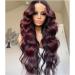ANDRIA 99j Lace Front Wig 24 Inch Loose Wave Ombre Burgundy Red Synthetic Hair for Black Women - Buy Online on GoSupps.com